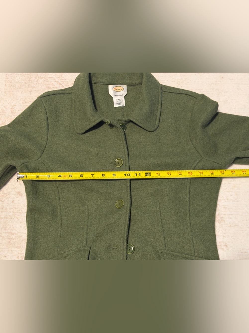 Talbots Olive Green Button-Front Wool Jacket - Picture 8 of 9